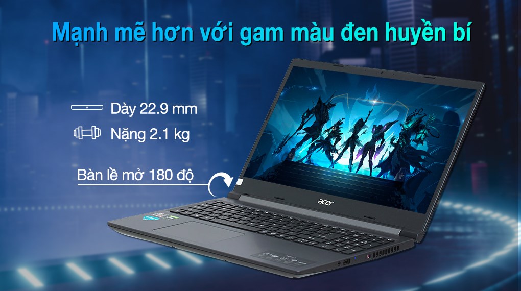 Acer Aspire 7 Gaming A715 43G R8GA R5 5625U (NH.QHDSV.002) - Bản lề 180 độ